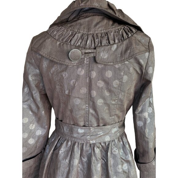 Nicola Bertti Jacket Size Small Metallic Brown Dotted Belted Missing Button NEW - Picture 7 of 11